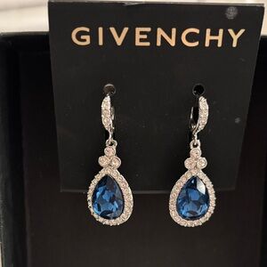 NWT Givenchy Blue and Silver Teardrop Earrings